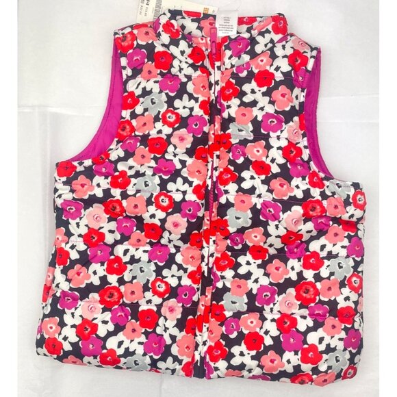 Gymboree Girl Floral Puffer Vest 4 XS - Picture 9 of 11